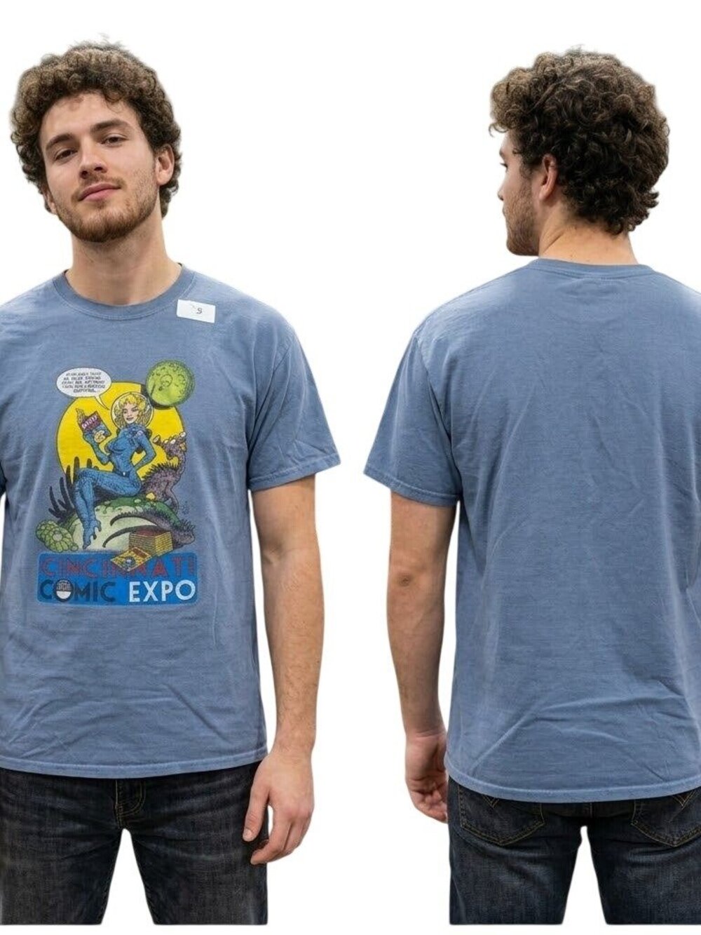 Cincinnati Comic Expo T-Shirt Size XL Gildan Mens Blue Casual Retro Graphic Tee
